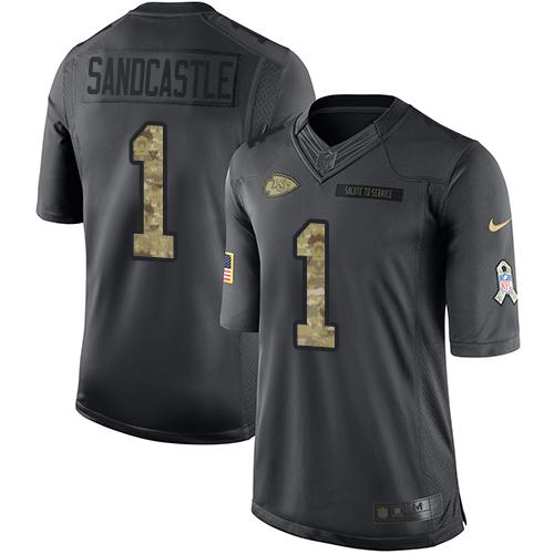 Nike Chiefs #1 Leon Sandcastle Black Men's Stitched NFL Limited 2016 Salute to Service Jersey - Click Image to Close